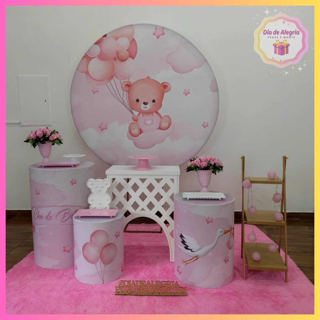 Ursinho Rosa - Kit 2 - Dia de Alegria Pegue e Monte