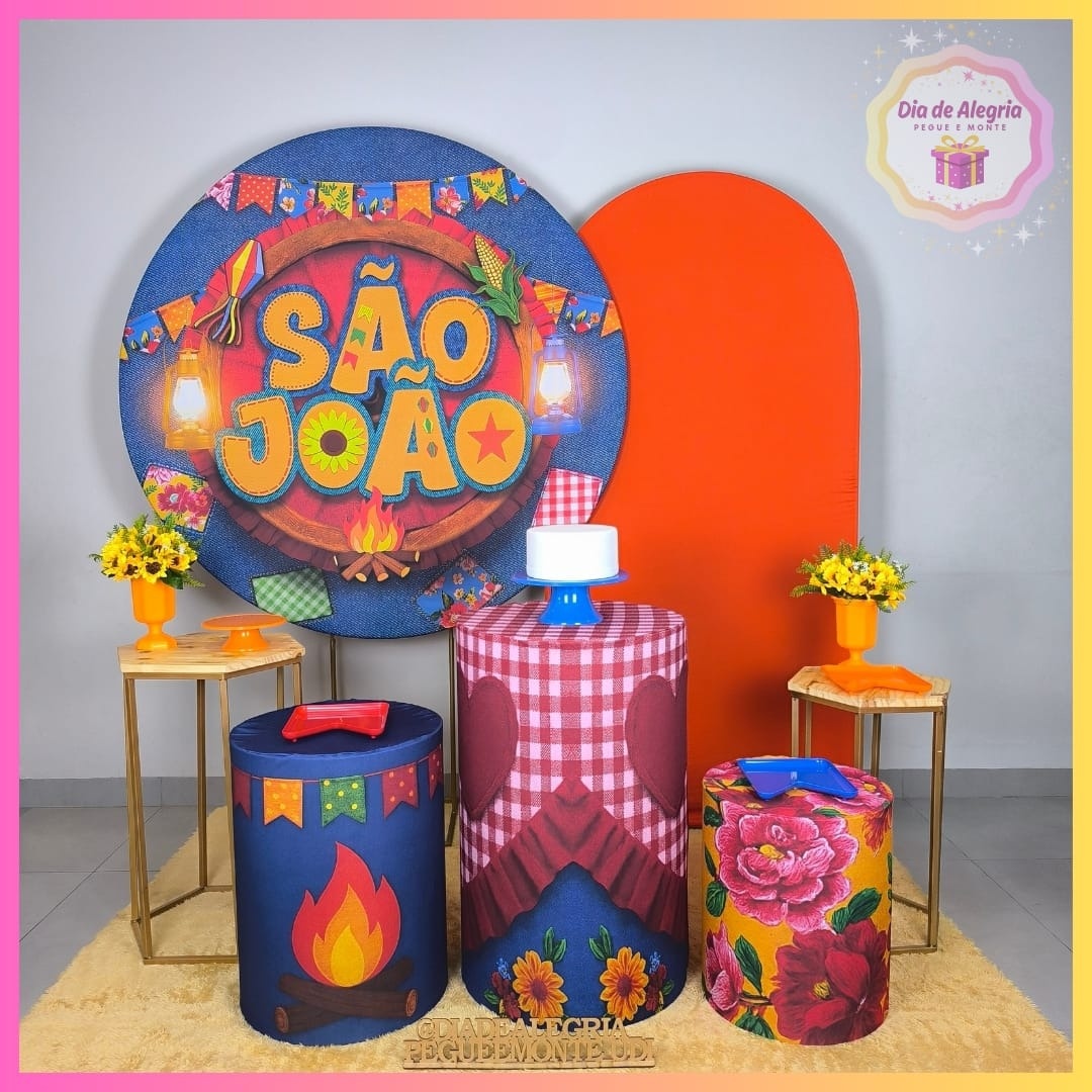 Junino Adulto São João - Kit 3 Com Cilindros - Dia de Alegria Pegue e Monte