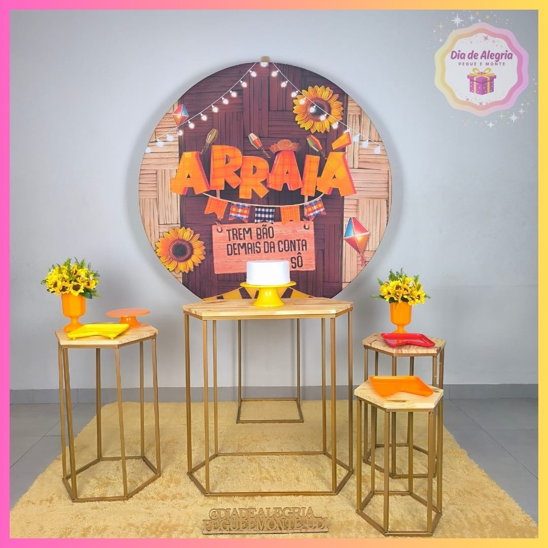 Junino Adulto Marrom - Kit 2 Com Mesas - Dia de Alegria Pegue e Monte