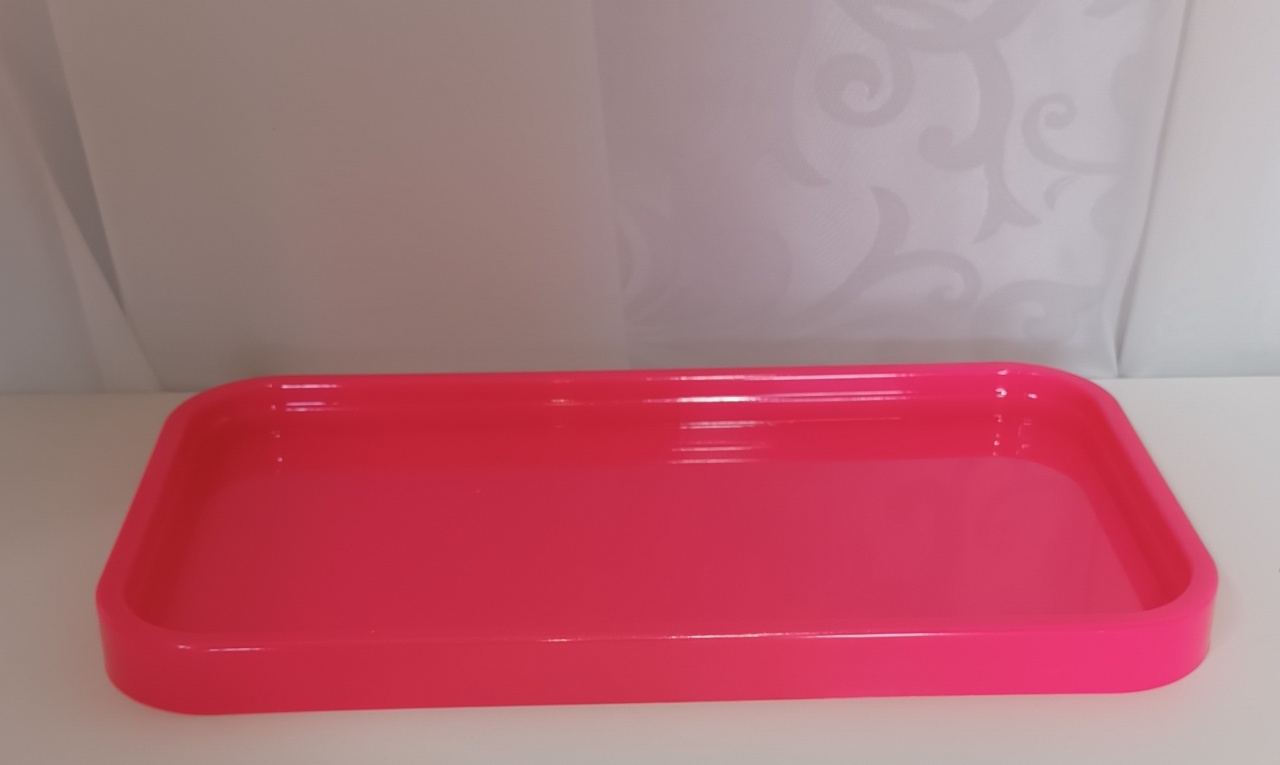 Bandeja - Retangular Rosa Neon - CRIS FEST DECOR - PEGUE E MONTE