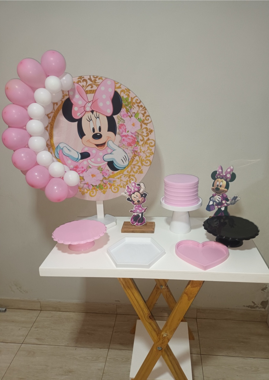 Kit Festa Na Mesa Minnie Rosa - CRIS FEST DECOR - PEGUE E MONTE