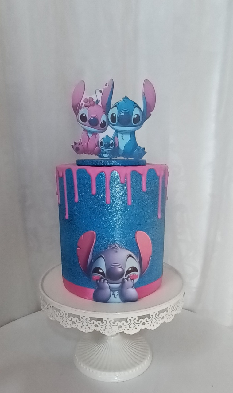 Bolo Fake I  - Stitch - CRIS FEST DECOR - PEGUE E MONTE