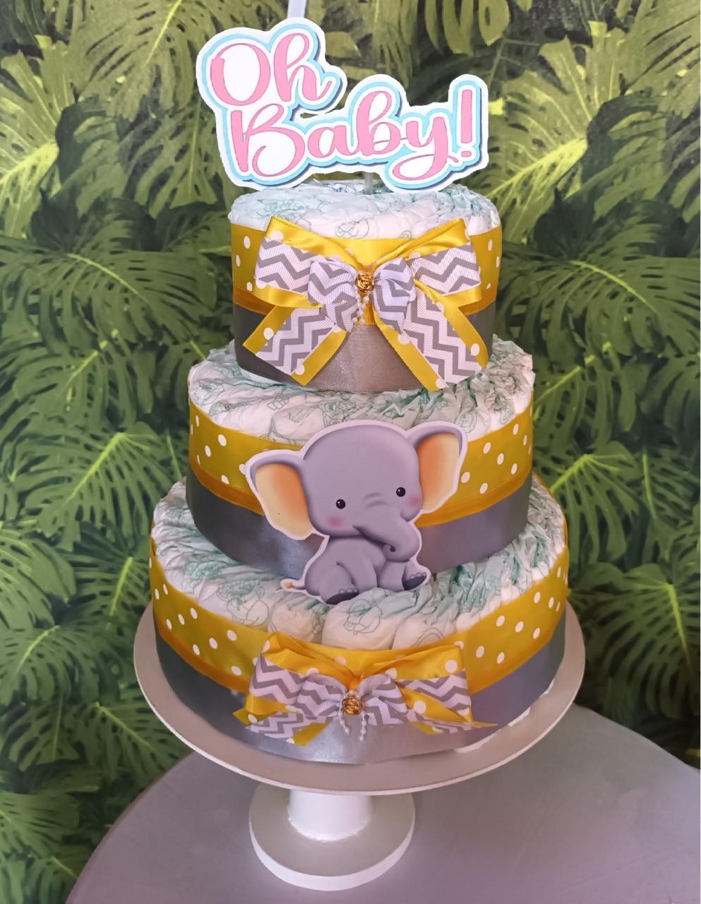 Bolo de Fralda - Elefantinho Amarelo - CRIS FEST DECOR - PEGUE E MONTE