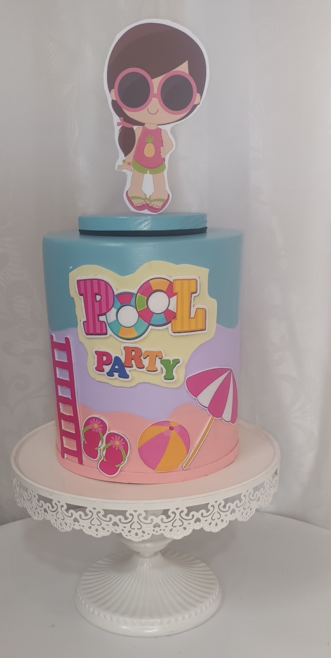 Bolo Fake I  - Pool Party - CRIS FEST DECOR - PEGUE E MONTE