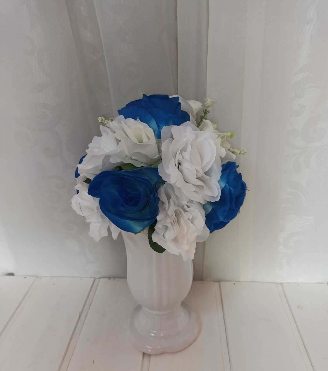 Arranjo Flor - Azul E Branco - CRIS FEST DECOR - PEGUE E MONTE