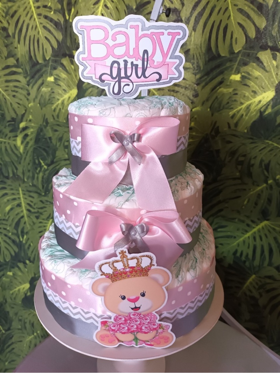 Bolo de Fralda - Ursinha Princesa - CRIS FEST DECOR - PEGUE E MONTE