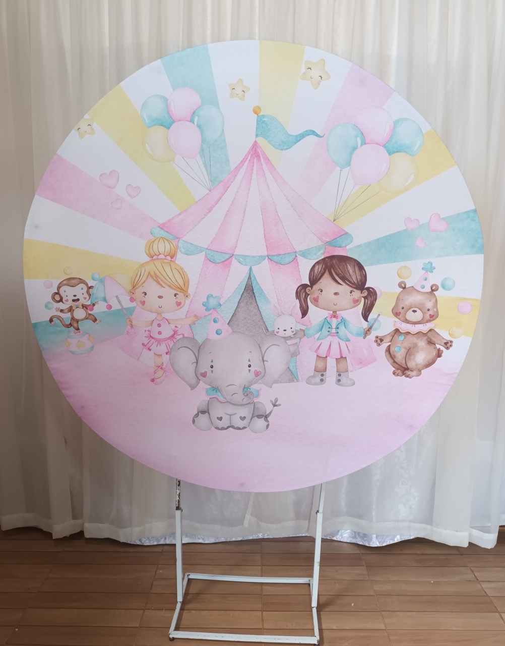 Capa Painel Sublimada 1,50 - Circo Rosa - CRIS FEST DECOR - PEGUE E MONTE