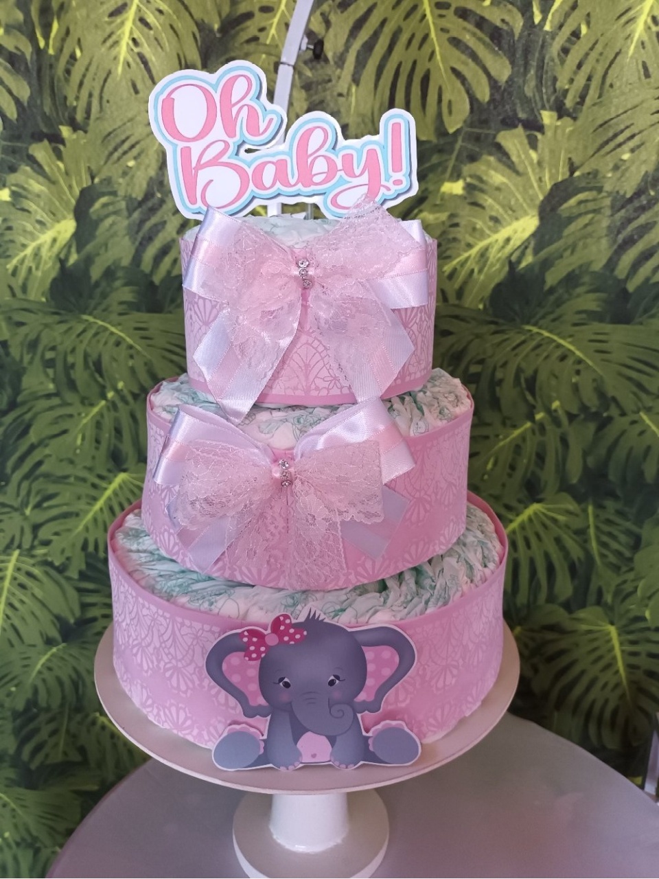 Bolo de Fralda - Elefantinha - CRIS FEST DECOR - PEGUE E MONTE