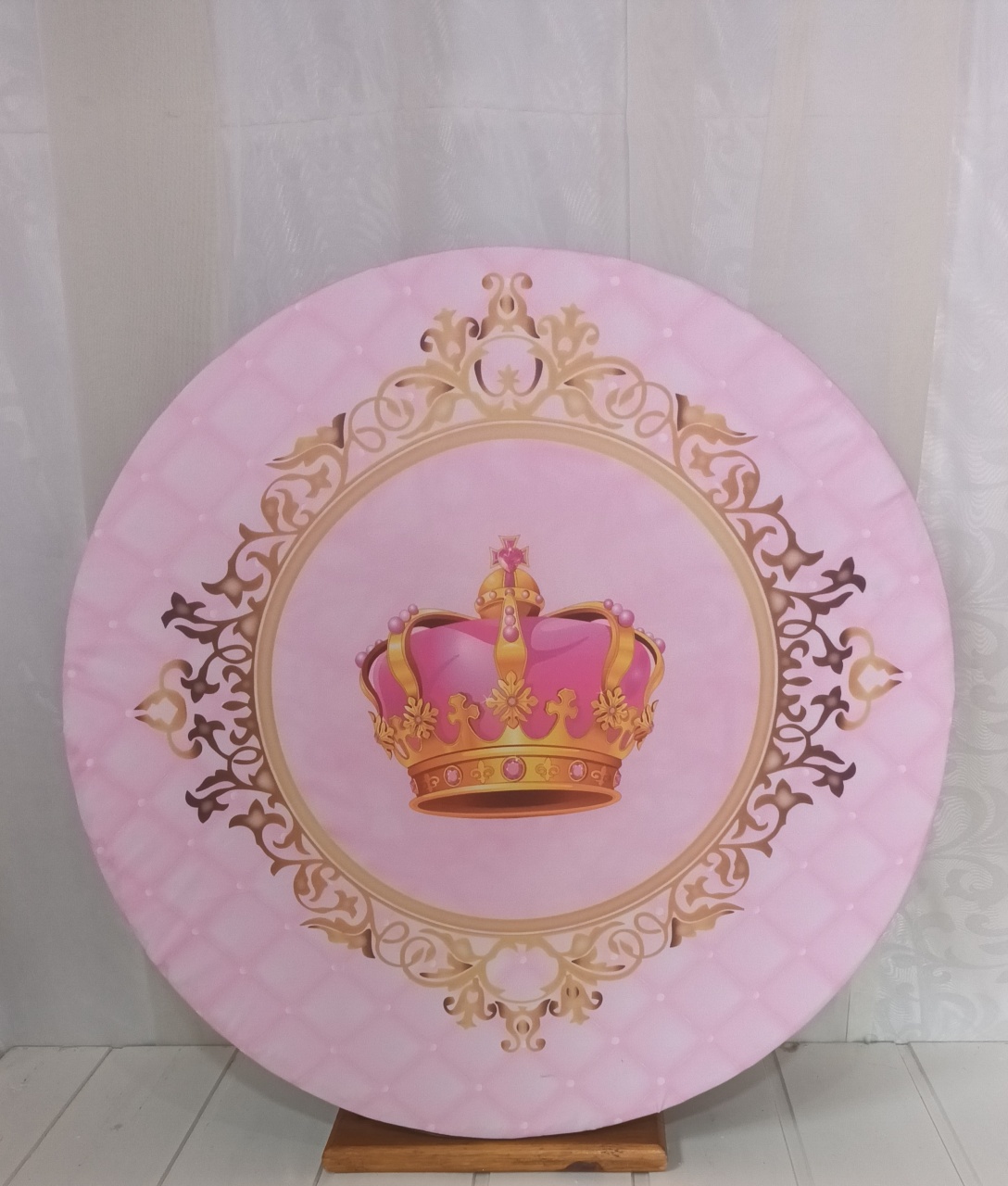 Capa Painel Sublimado 60Cm - Coroa Rosa  - CRIS FEST DECOR - PEGUE E MONTE