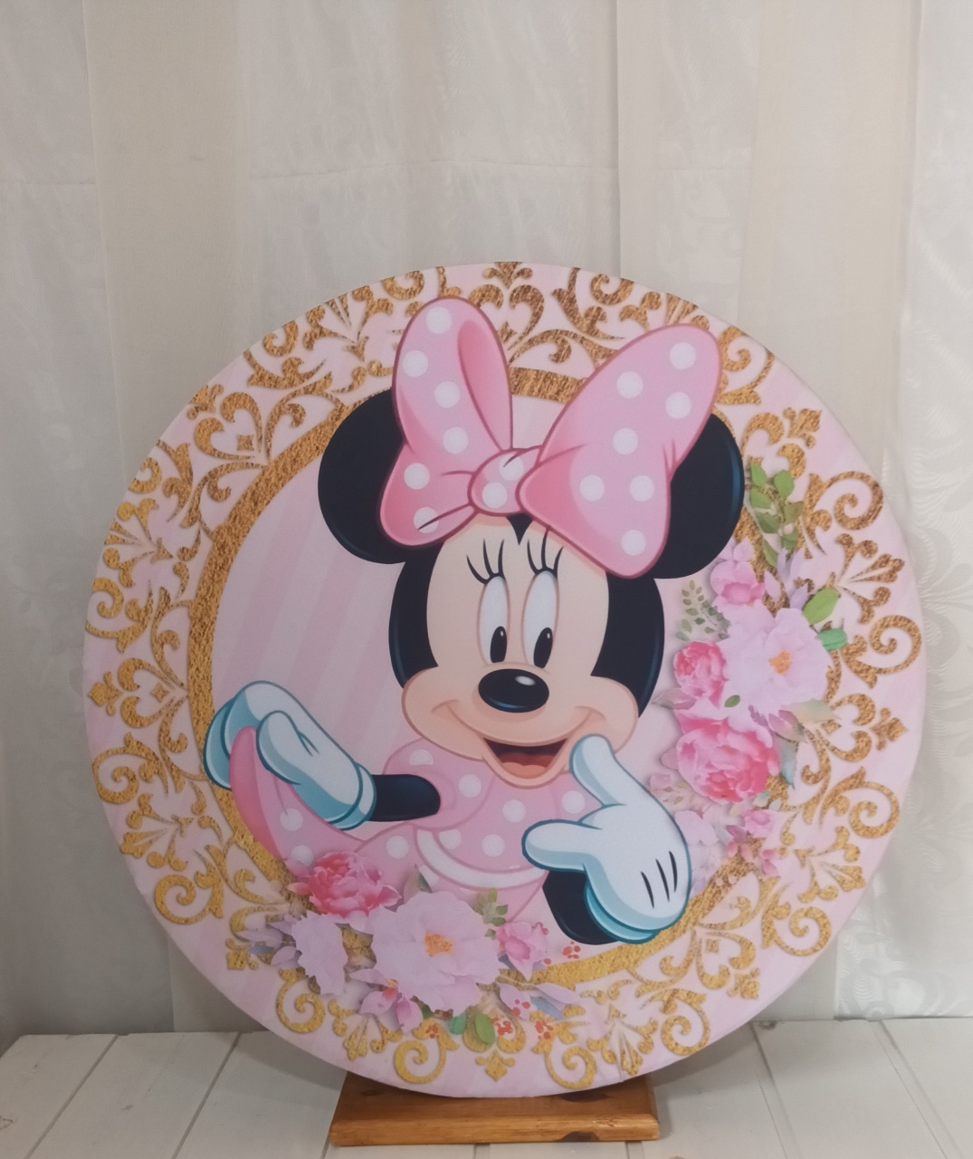 Capa Painel Sublimado 60Cm - Minnie Rosa - CRIS FEST DECOR - PEGUE E MONTE
