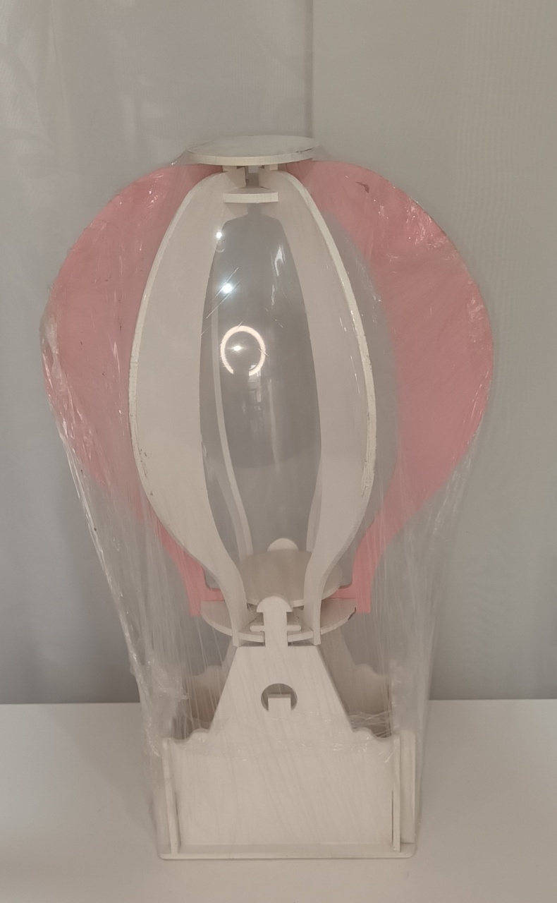 Adereços de Mesa - Balão Mdf Rosa\ Branco - CRIS FEST DECOR - PEGUE E MONTE