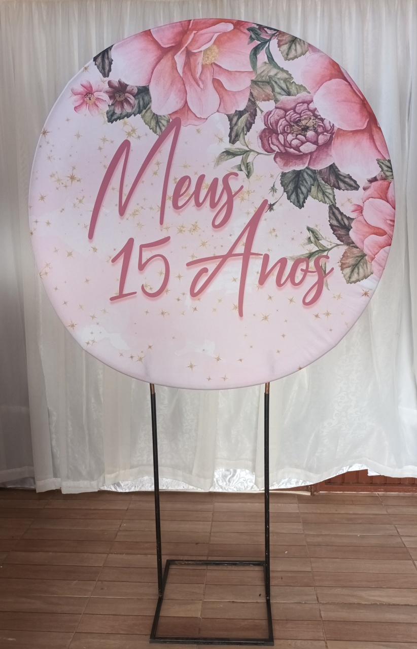 Capa Painel Sublimada 1,20 - 15 Anos - CRIS FEST DECOR - PEGUE E MONTE