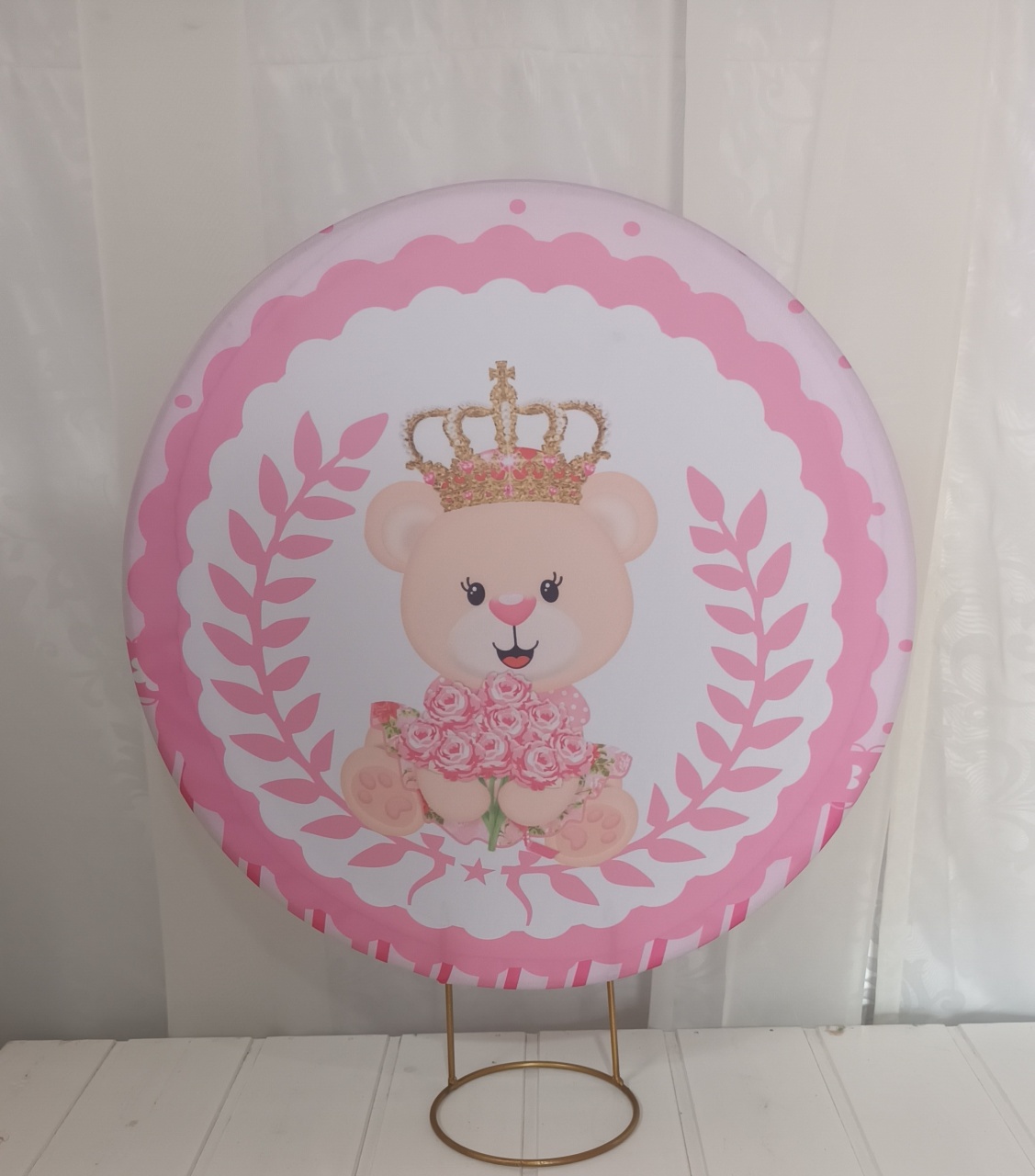 Capa Painel Sublimado 50Cm - Ursinha Princesa - CRIS FEST DECOR - PEGUE E MONTE