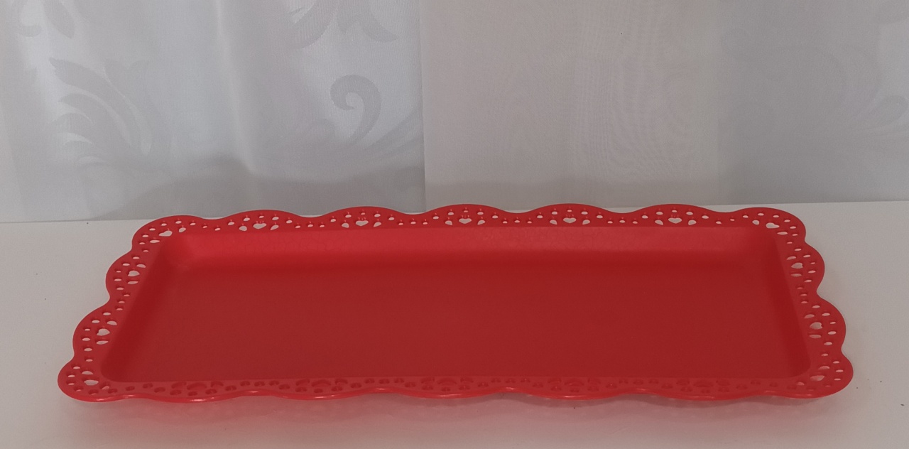 Bandeja - Retangular Renda Vermelho - CRIS FEST DECOR - PEGUE E MONTE