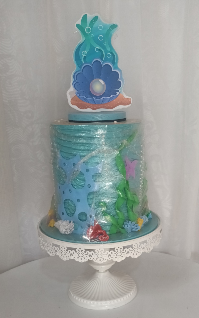 Bolo Fake I  - Sereia/ Fundo Do Mar - CRIS FEST DECOR - PEGUE E MONTE