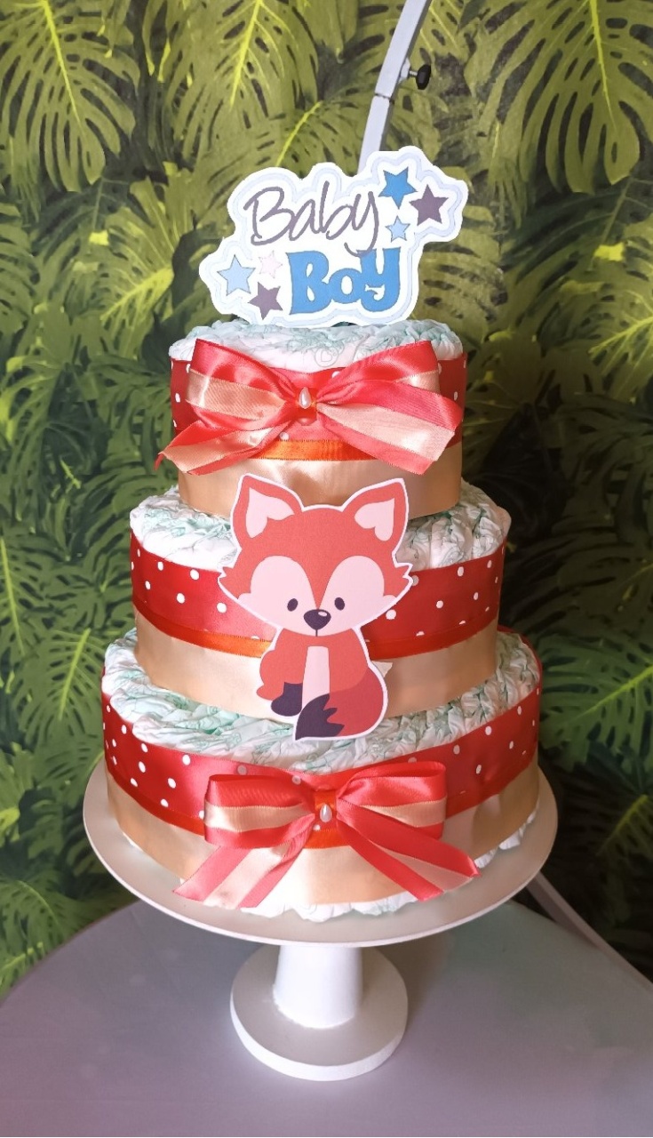 Bolo de Fralda - Raposinha - CRIS FEST DECOR - PEGUE E MONTE