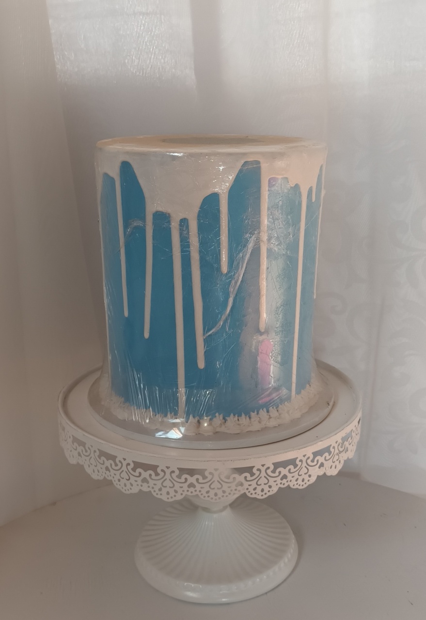 Bolo Fake I  - Azul E Branco - CRIS FEST DECOR - PEGUE E MONTE