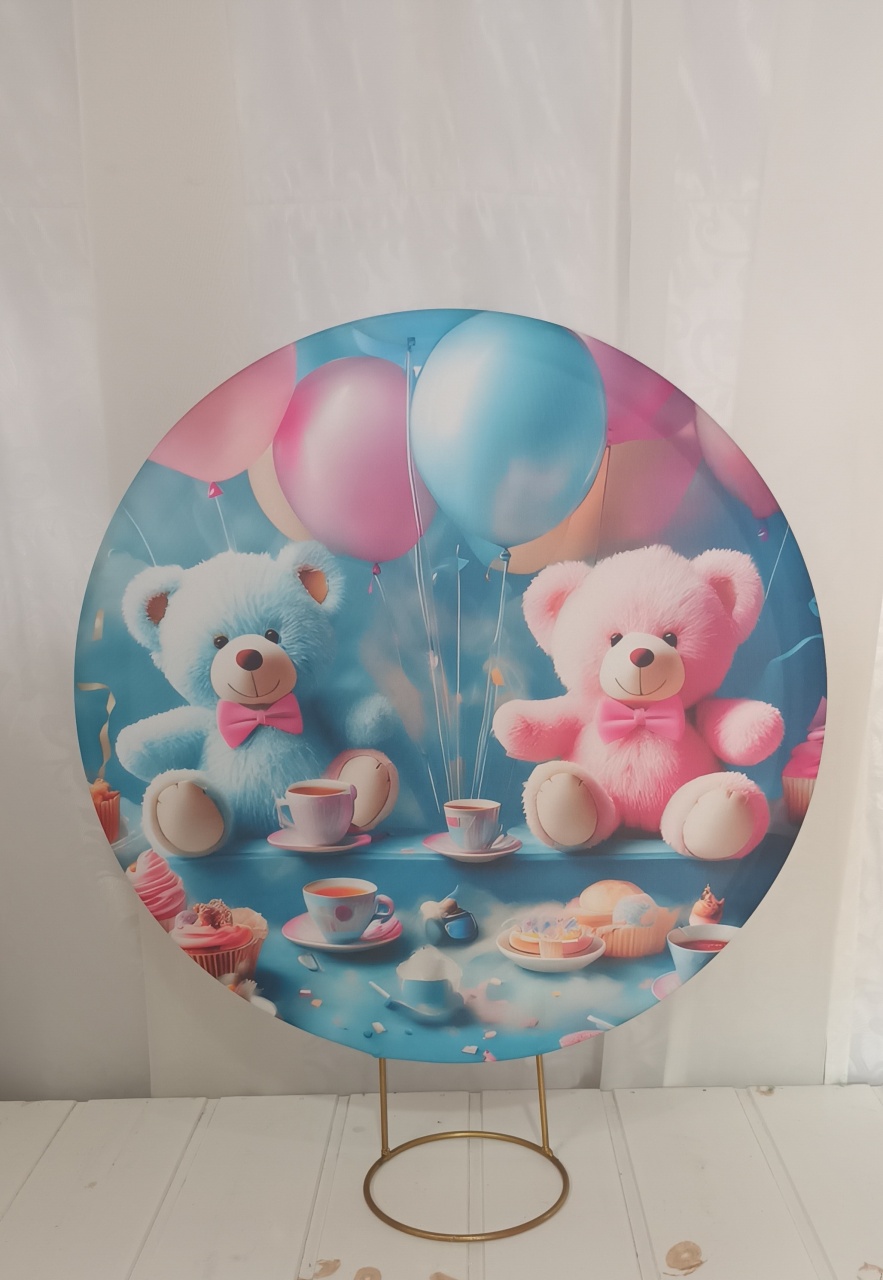 Capa Painel Sublimado 50Cm - Chá Revelação Ursinhos  - CRIS FEST DECOR - PEGUE E MONTE