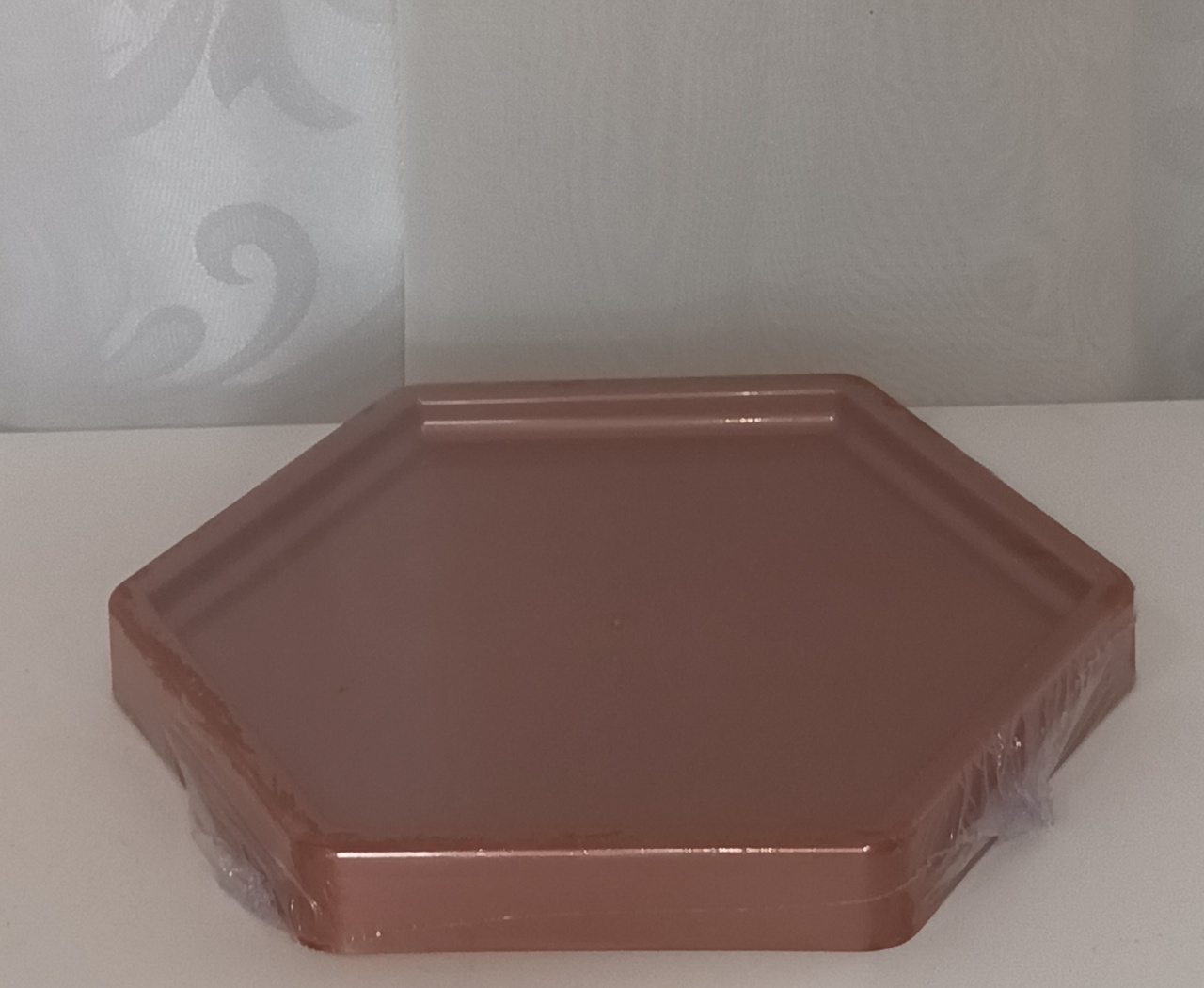 Bandeja Sextavada - Rose Gold P    - CRIS FEST DECOR - PEGUE E MONTE