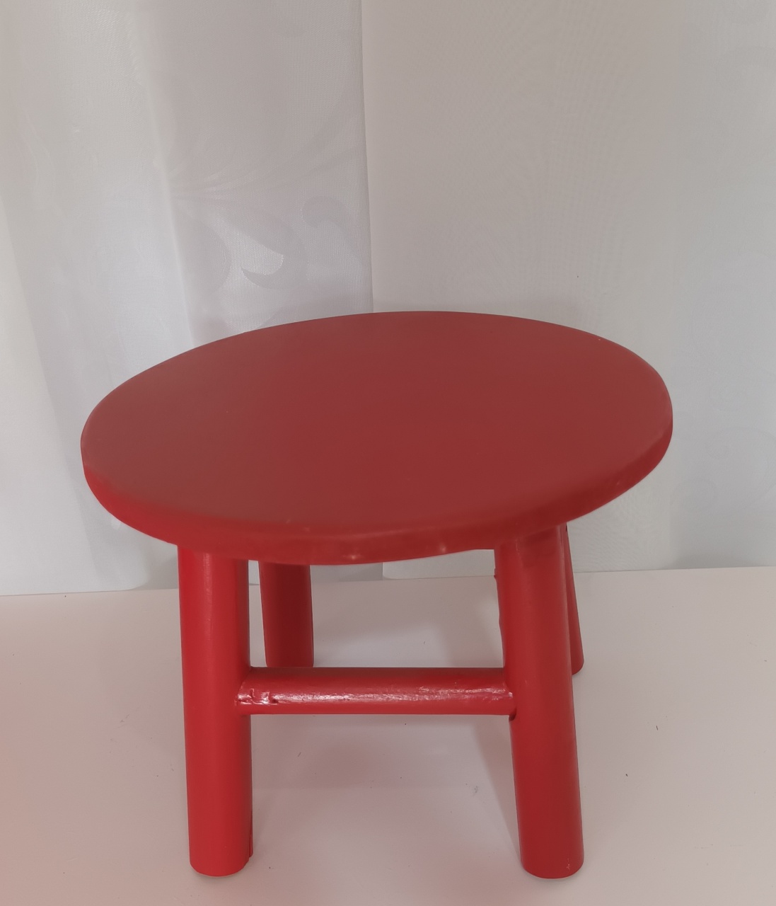 Banquinho Mini Mdf - Redondo Vermelho - CRIS FEST DECOR - PEGUE E MONTE