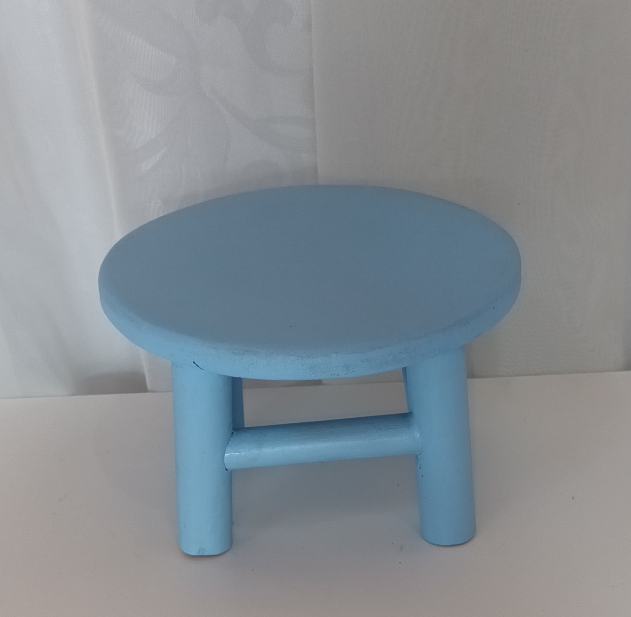 Banquinho Mini Mdf - Redondo Azul - CRIS FEST DECOR - PEGUE E MONTE
