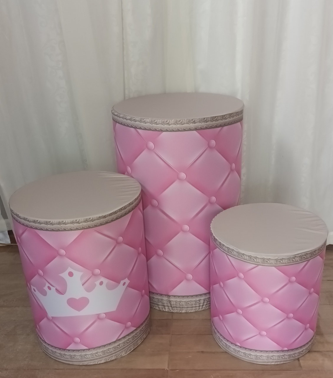 Capa de Cilindro Sublimada: Trio Ursinha Princesa - CRIS FEST DECOR - PEGUE E MONTE