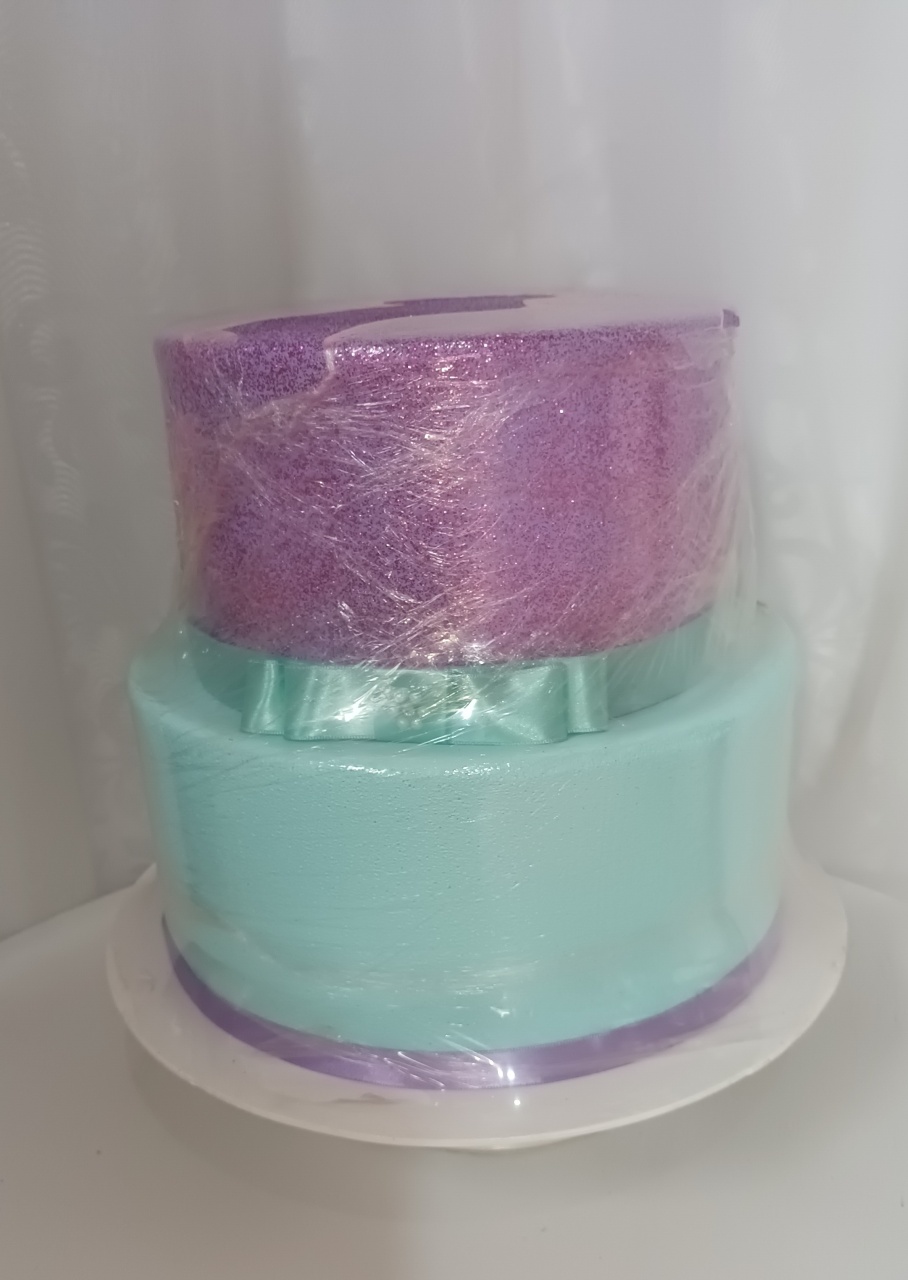 Bolo Fake Ii  - Chá Revelação/ Lilás E Verde - CRIS FEST DECOR - PEGUE E MONTE