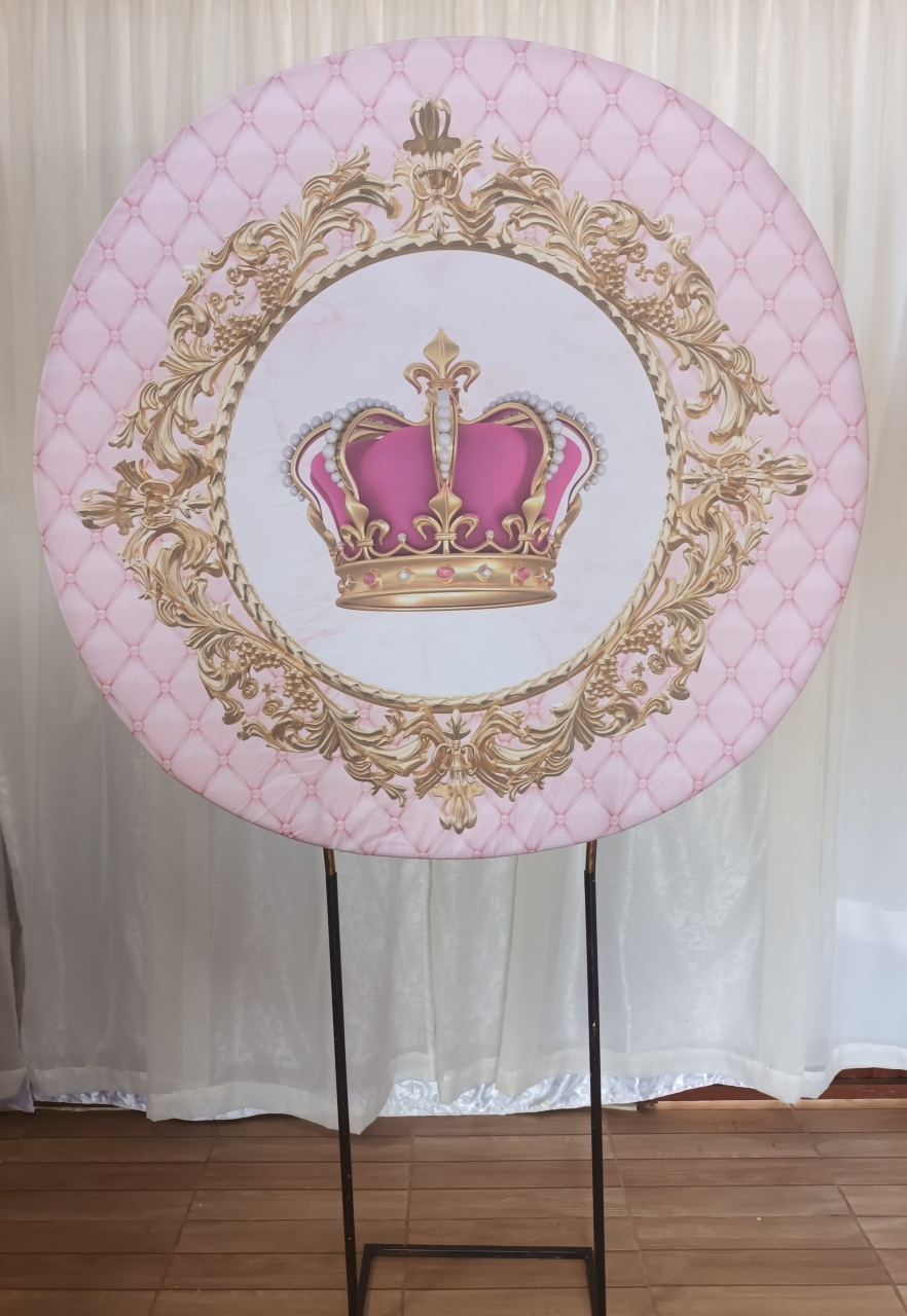 Capa Painel Sublimada 1,20 - Coroa Rosa - CRIS FEST DECOR - PEGUE E MONTE