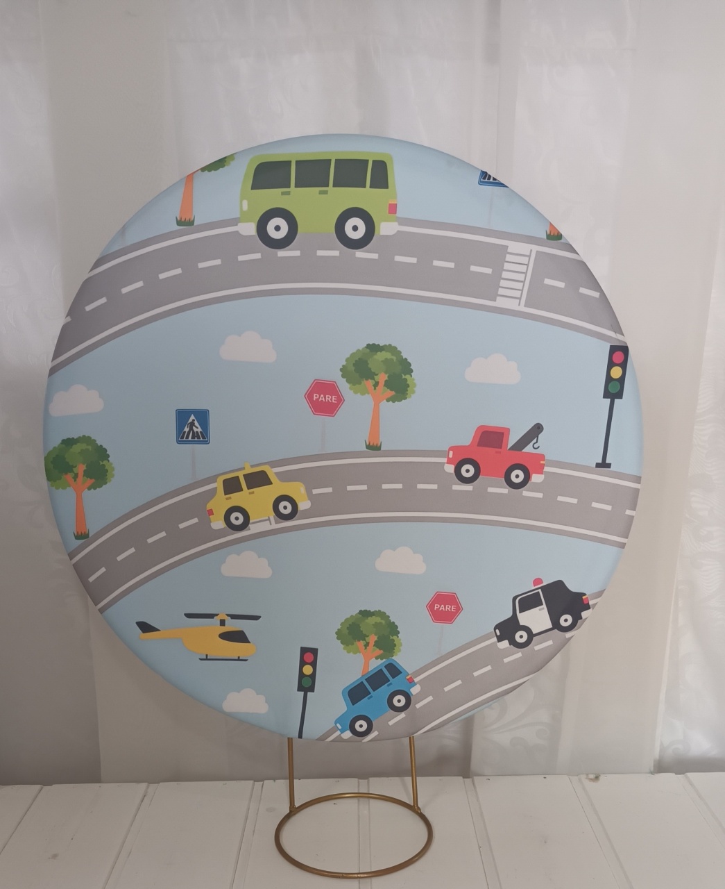 Capa Painel Sublimado 50Cm - Carrinhos - CRIS FEST DECOR - PEGUE E MONTE