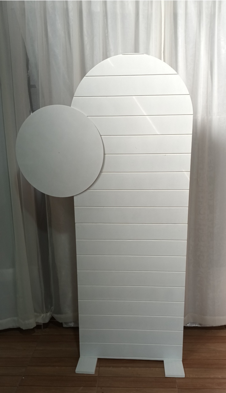 Painel Mdf Riscado- Branco Com Suporte Para Painel Redondo 1,80X60Cm - CRIS FEST DECOR - PEGUE E MONTE
