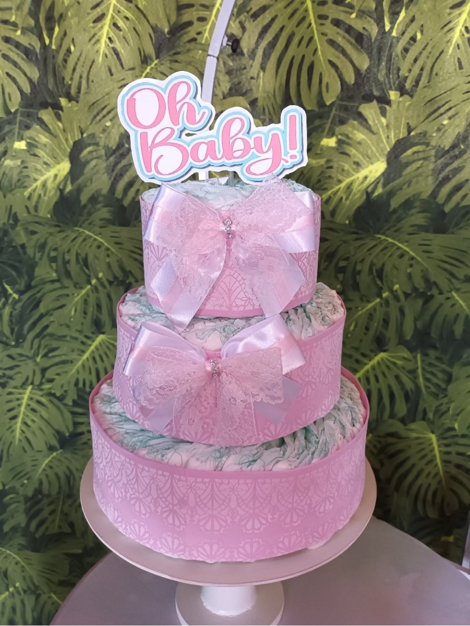 Bolo de Fralda - Laço Renda - CRIS FEST DECOR - PEGUE E MONTE