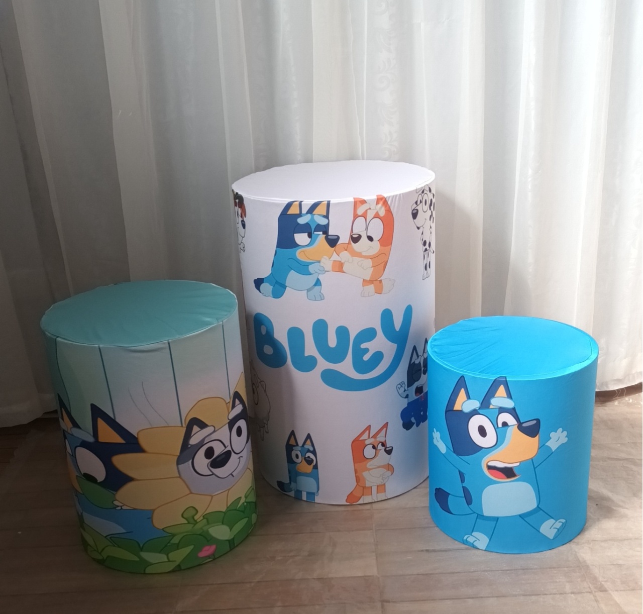 Capa de Cilindro Sublimada: Trio Bluey - CRIS FEST DECOR - PEGUE E MONTE