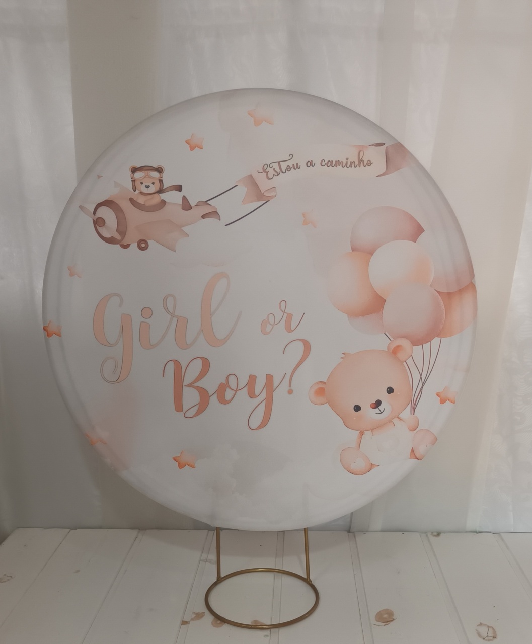 Capa Painel Sublimado 50Cm - Boy O Girl Ursinho - CRIS FEST DECOR - PEGUE E MONTE
