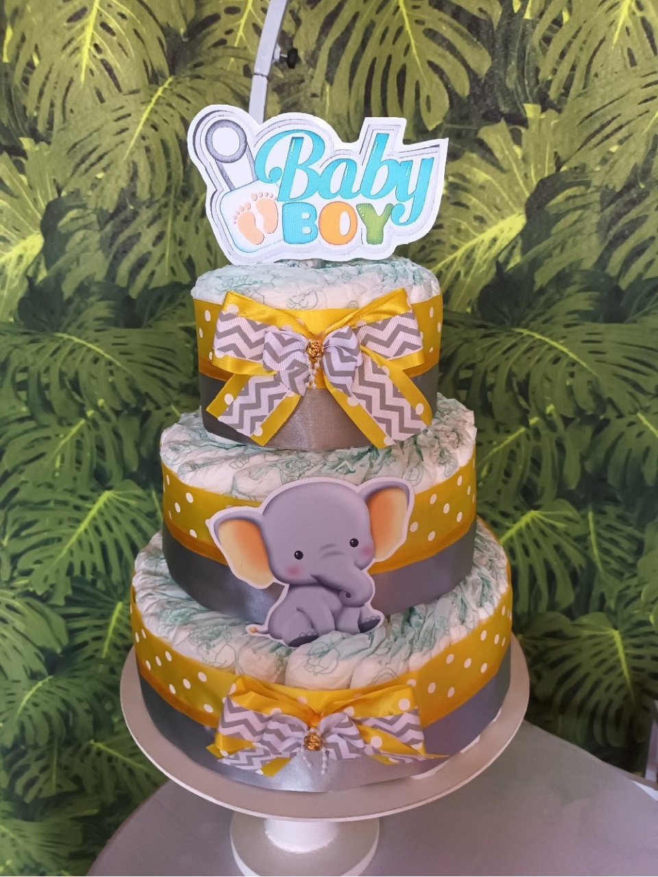 Bolo de Fralda - Elefantinho Amarelo  - CRIS FEST DECOR - PEGUE E MONTE