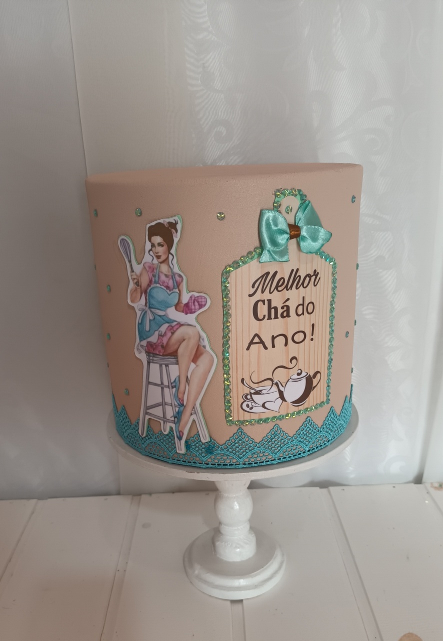 Bolo Fake I  - Chá de Cozinha Verde - CRIS FEST DECOR - PEGUE E MONTE