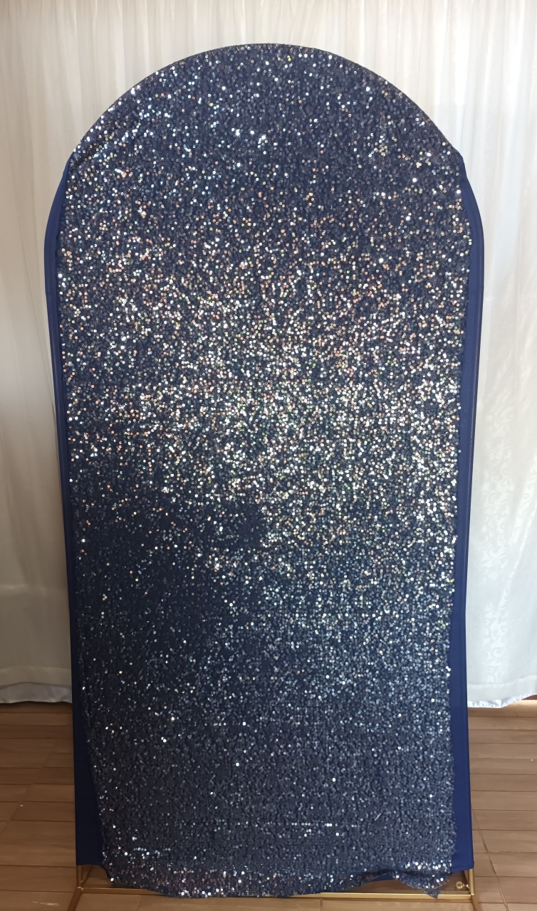 Capa Painel Romano 1M- Lantejoula Azul Escuro - CRIS FEST DECOR - PEGUE E MONTE