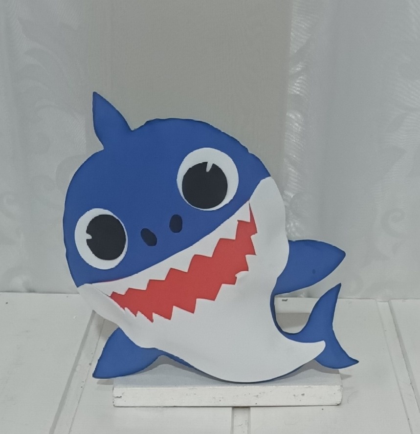 Personagem Eva - Baby Shark ( Azul)  - CRIS FEST DECOR - PEGUE E MONTE