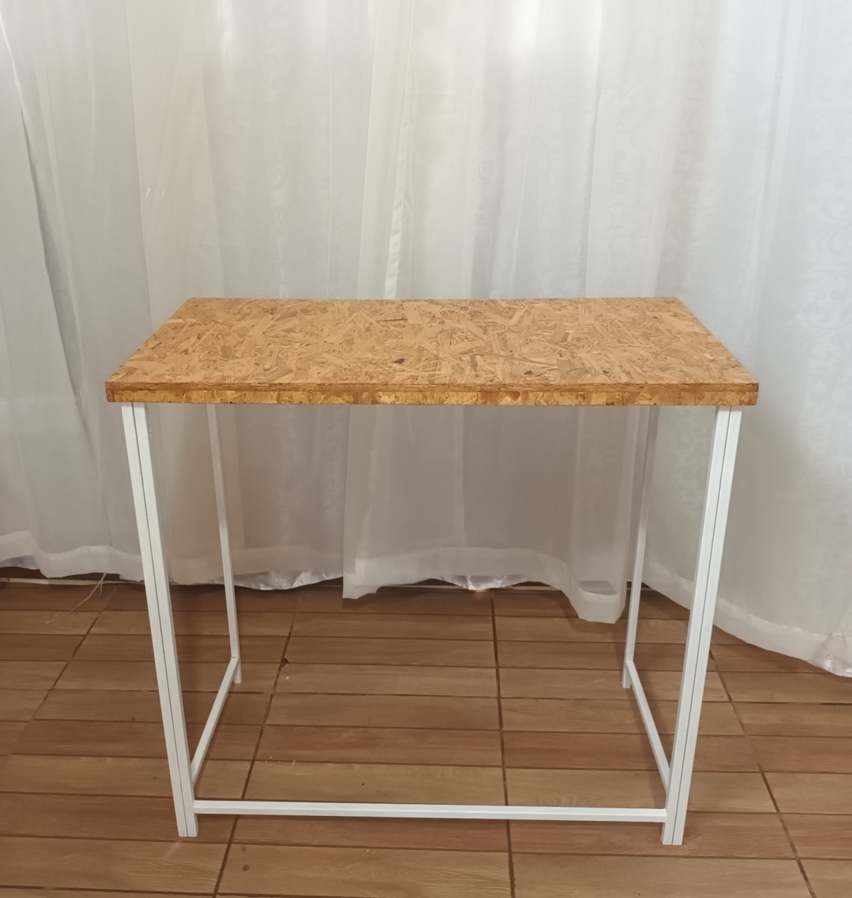  Mesa de Ferro Dobravel Branca Com Tampo Rustico - Gg  - CRIS FEST DECOR - PEGUE E MONTE