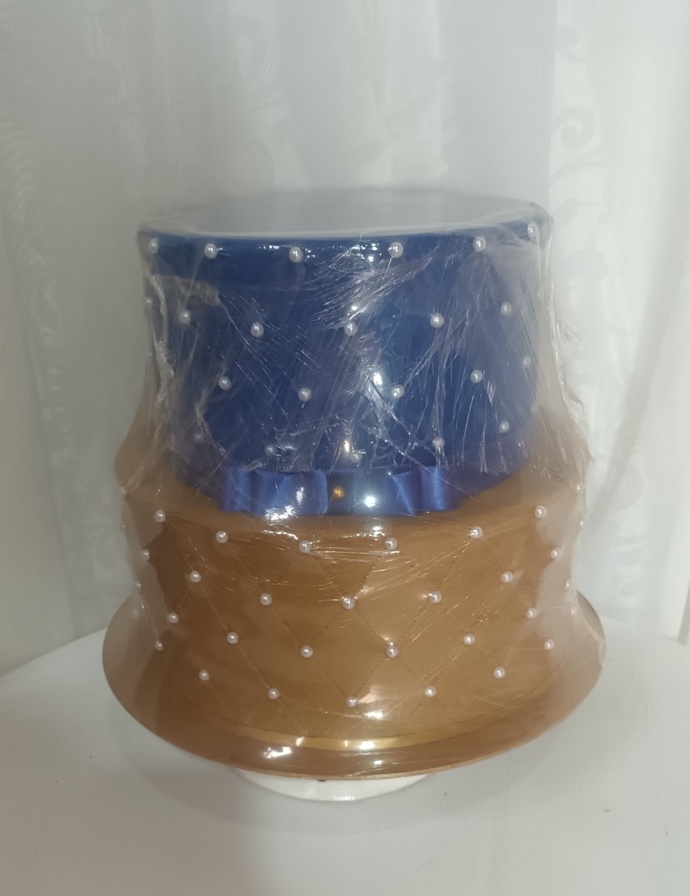 Bolo Fake Ii  - Azul E Dourado - CRIS FEST DECOR - PEGUE E MONTE