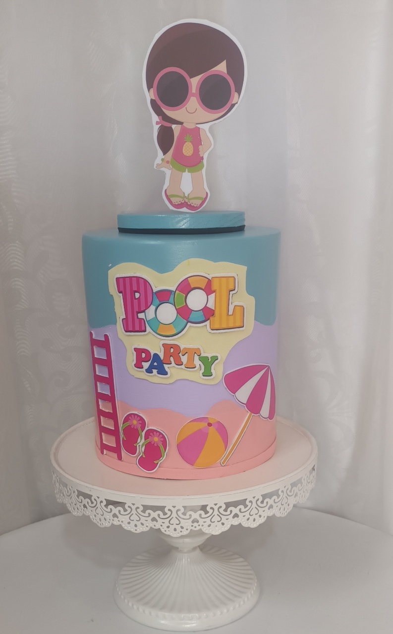 Bolo Fake I  - Pool Party - CRIS FEST DECOR - PEGUE E MONTE