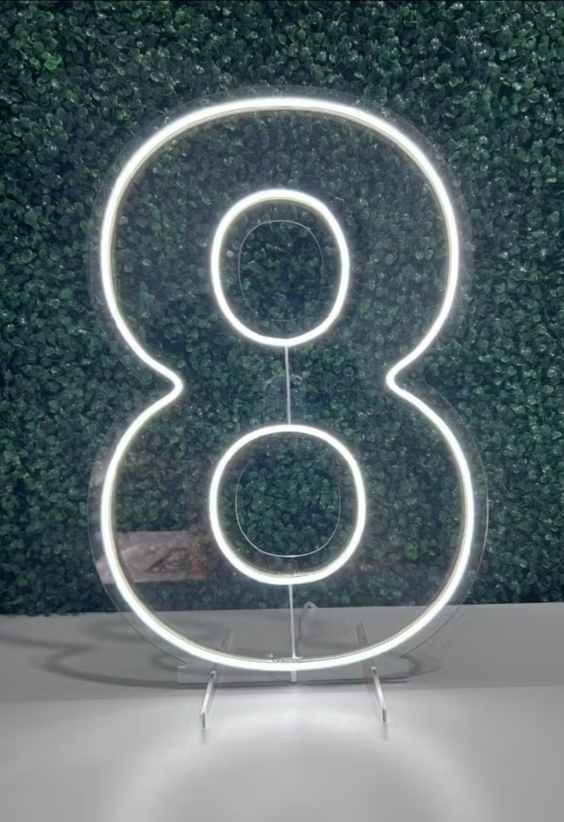 Número 8 Led Acrílico Branco Frio 50Cm - Decorart Pegue e monte e Decoração completa