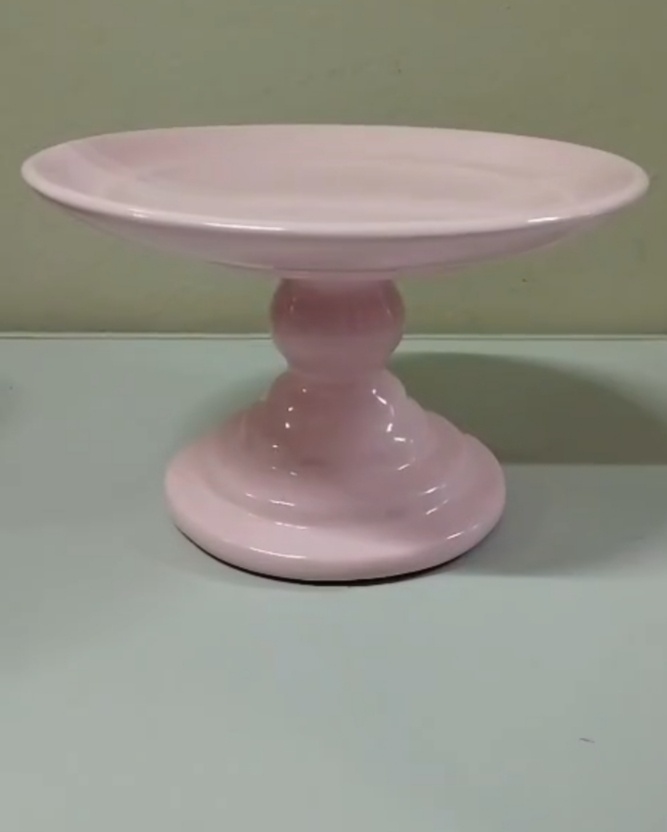 Boleira Cerâmica G Rosa Claro - Decorart Pegue e monte e Decoração completa