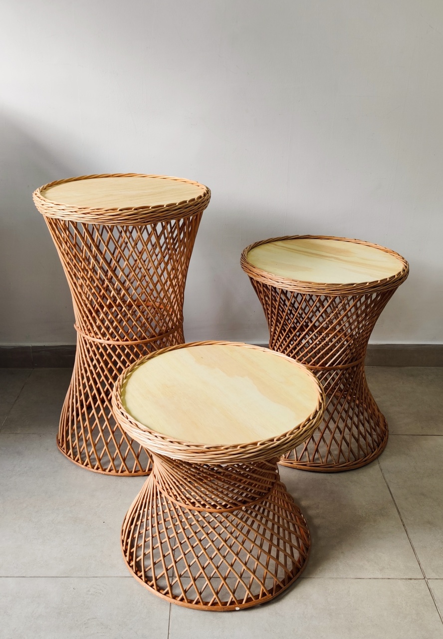 Trio de Mesas Cálice Vime - Decorart Pegue e monte e Decoração completa