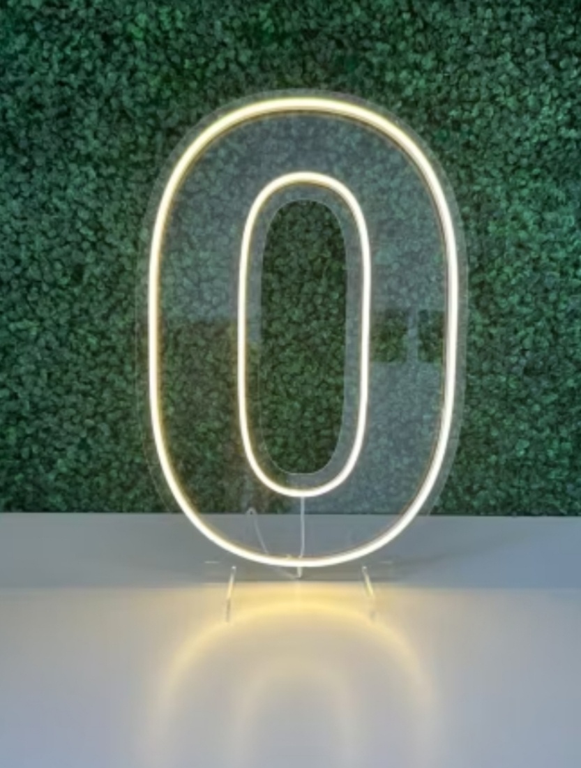 Número Led 0 Branco Quente 50Cm - Decorart Pegue e monte e Decoração completa