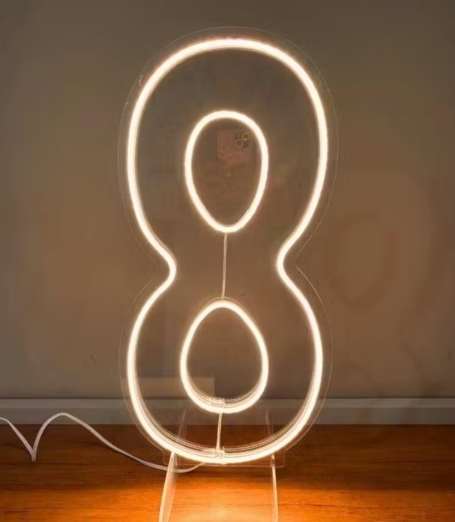 Número Led 8 Acrílico Branco Quente - Decorart Pegue e monte e Decoração completa
