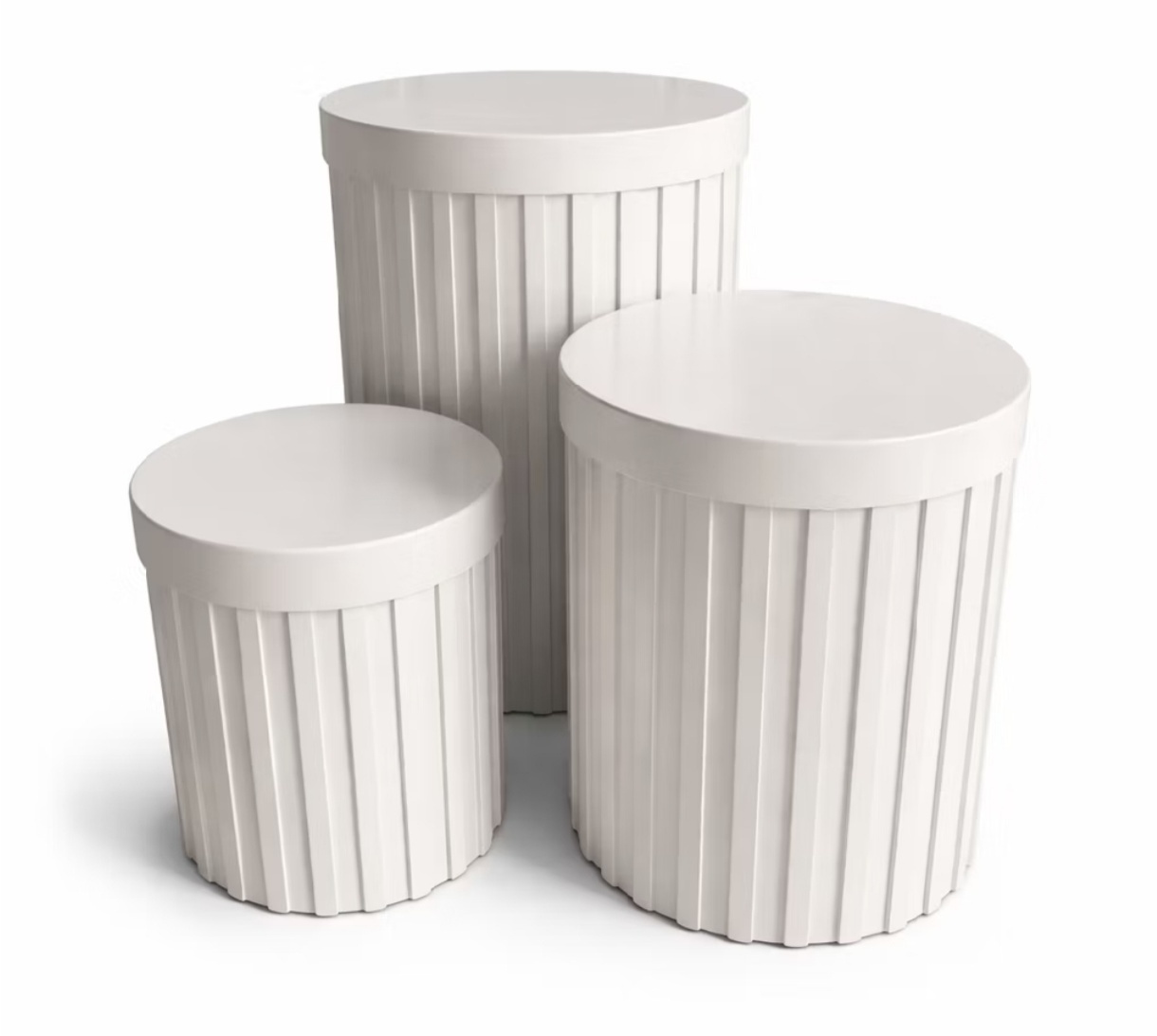 Trio de Mesa Cilindro Ripado Branco - Decorart Pegue e monte e Decoração completa
