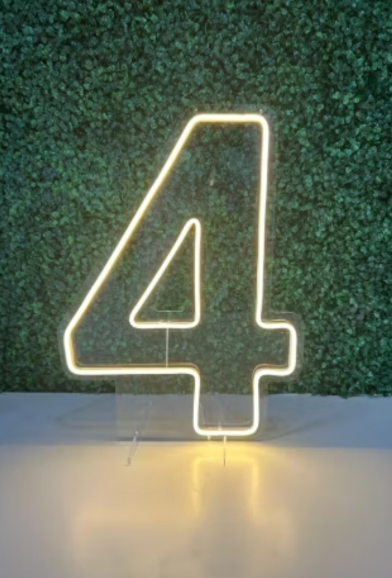 Número 4 Led Acrílico Branco Quente 50Cm - Decorart Pegue e monte e Decoração completa