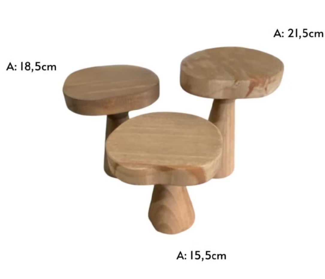 Trio de Boleiras Orgânicas Madeira de Pinus - Decorart Pegue e monte e Decoração completa