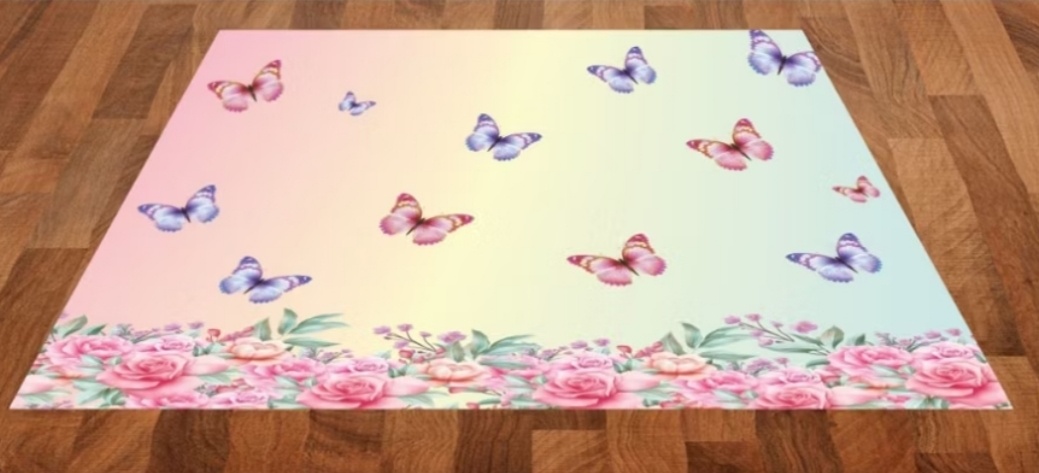 Tapete Lona Borboletas 2X1.5Cm - Decorart Pegue e monte e Decoração completa