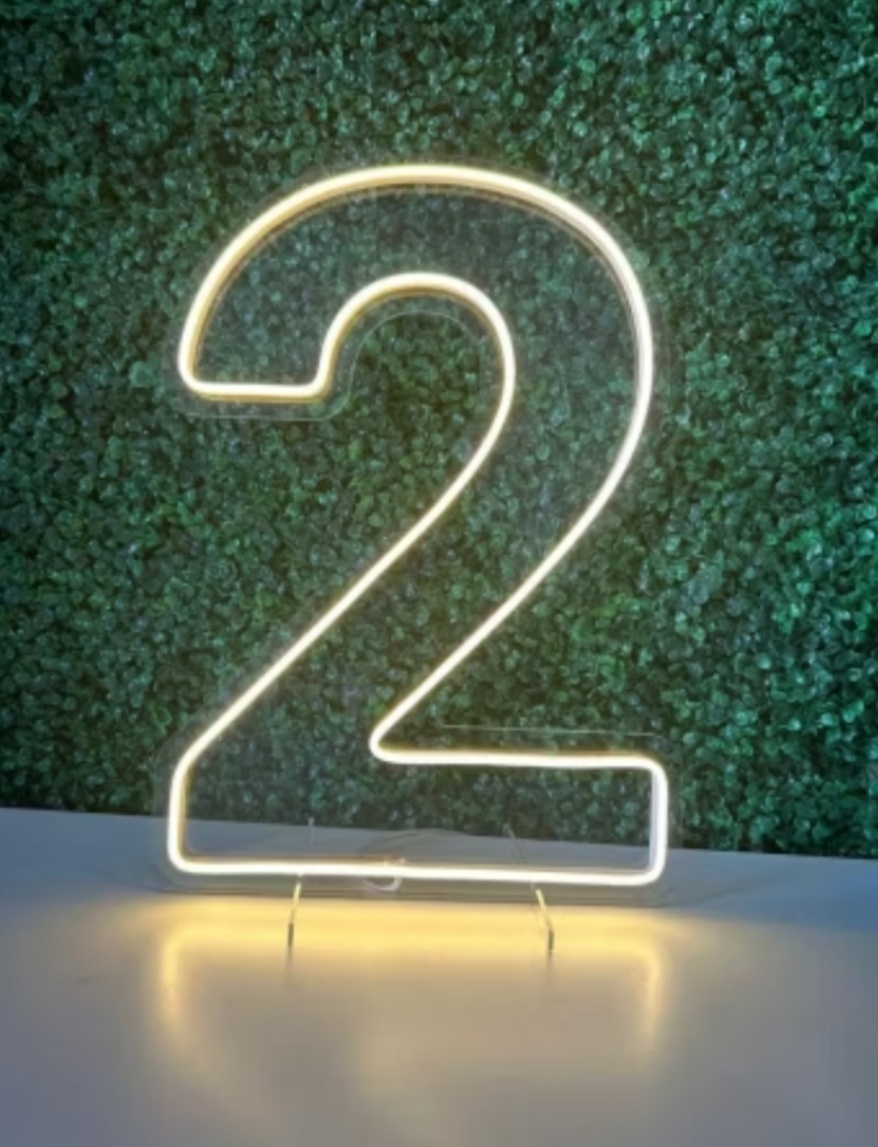 Número 2 Led Acrílico Branco Quente 50Cm - Decorart Pegue e monte e Decoração completa